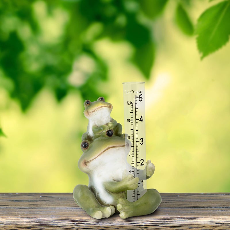 LA CROSSE MCCORMICK La Crosse 704-4114 5 in. Table Standing Polyresin Frog Rain Gauge - Image 4